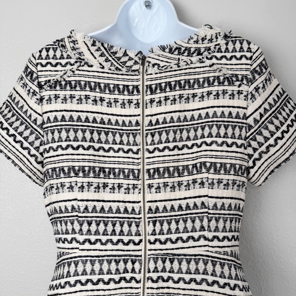 NWT Banana Republic striped jacquard woven fringe fit and flare dress 8 - Picture 9 of 12